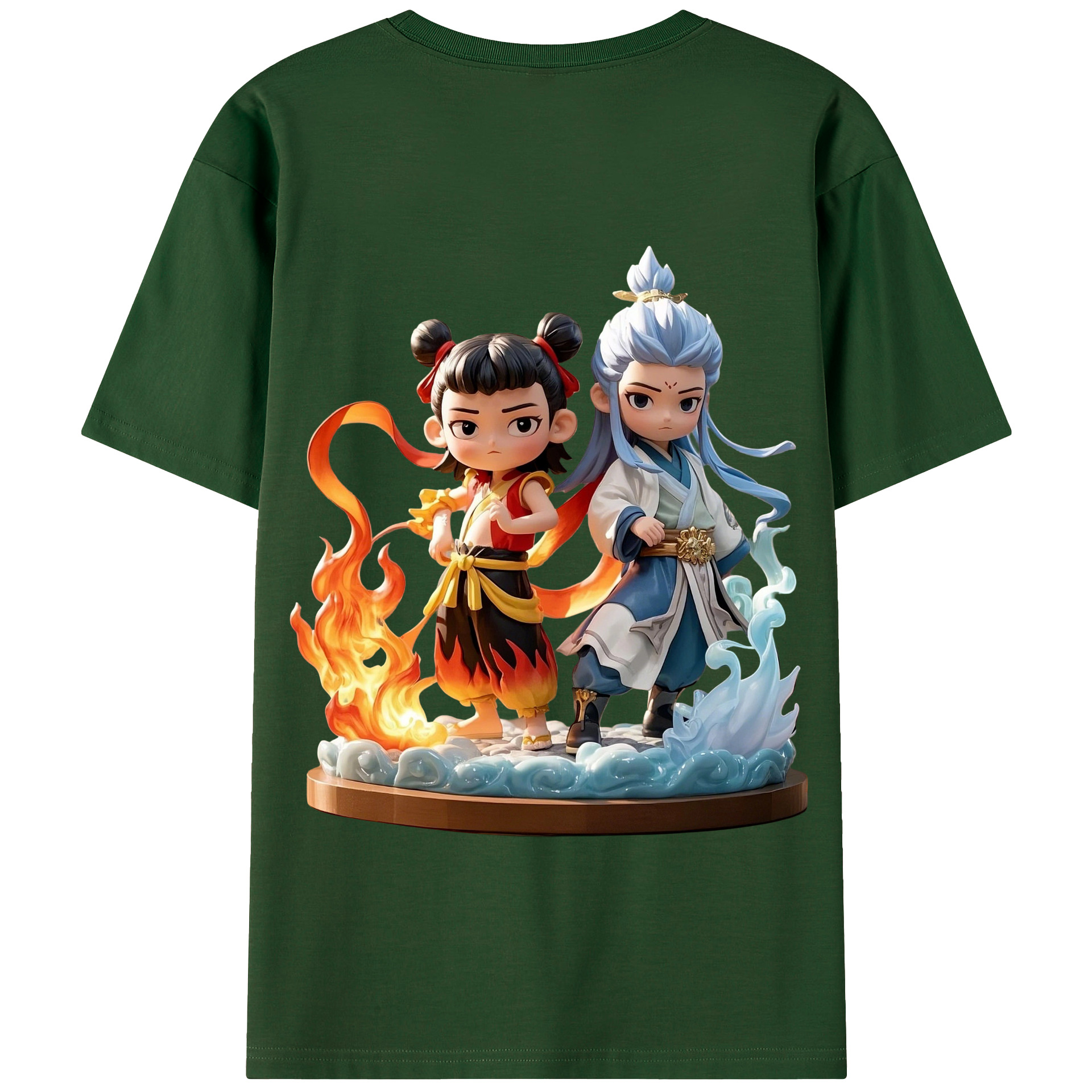 （画像用） Ne Zha 2 ナタ 魔童の大暴れ 綿100％半袖Tシャツ（背面プリント）